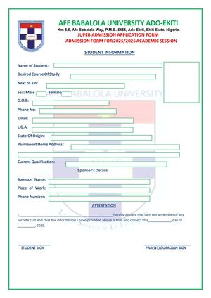 Prime University, Kuje,Undergraduate 2026)2027,Admission Form 07047903330– 07047903330. JUPEB/DIRECT ENTRY FORM Organized institutions affect many aspects of education. For example, governments set education policies to determine when school classes happe