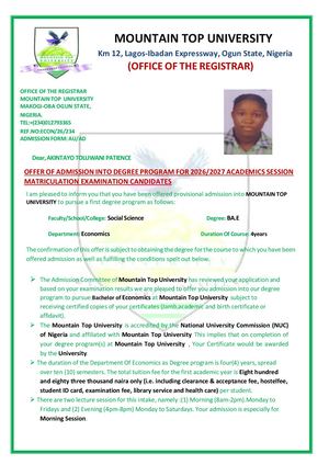 Bridget University Mbaise Undergraduate 2026)2027,Admission Form 07047903330– 07047903330. JUPEB/DIRECT ENTRY FORM Organized institutions affect many aspects of education. For example, governments set education policies to determine when school classes ha
