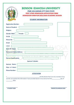 Crescent University Transfer 2026/2027 Admission Form 07047903330– 07047903330 JUPEB/DIRECT ENTRY FORM  The 2026/2027 Post Utme Admission Form call Dr Faith ☎️07047903330 is now available for qualified candidates seeking admission into Nigerian universiti