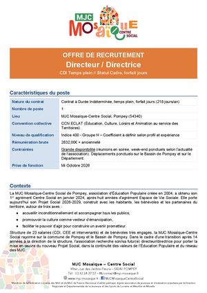 Offre De Recrutement Direction