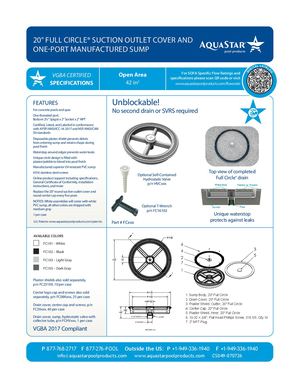 FCxxx - 20'' Full Circle Suction Outlet Cover And One Port Manufactured Sump (CS049)