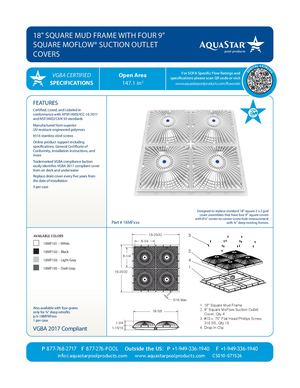 18MFxxx - 18'' Square Mud Frame With Four 9'' Square Moflow Suction Outlet Covers (CS010)