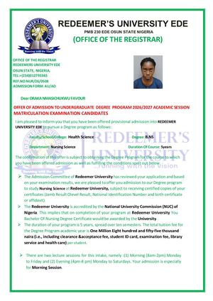 Veritas University, Abuja Transfer 2026/2027 Admission Form 07047903330– 07047903330 JUPEB/DIRECT ENTRY FORM  The 2026/2027 Post Utme Admission Form call Dr Faith ☎️07047903330 is now available for qualified candidates seeking admission into Nigerian univ
