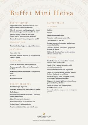 Menu Buffet Mini Heiva