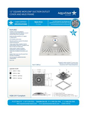 12MFxxx - 12'' Square Moflow Suction Outlet Cover