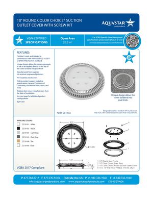 CC10xxx - 10'' Round Color Choice Suction Outlet Cover With Screw Kit Cut Sheet