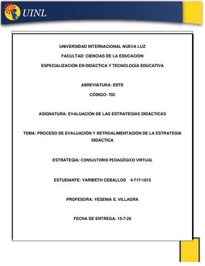 Consultorio Pedagógico Yaribeth Ceballos