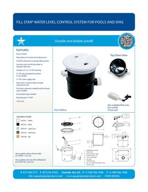 AFBxxx - Fill Star Water Level Control System For Pools And Spas