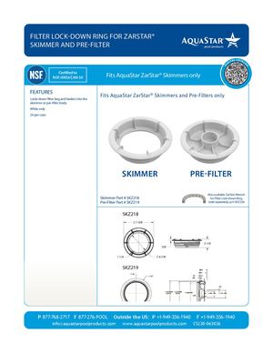 SKZ218 SKZ219 Filter Lock Down Ring For Zar Star Skimmer And Pre Filter CS230 121724