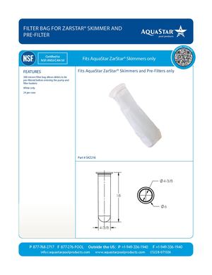 SKZ216 Flilter Bag For Zar Star Skimmer And Pre Filter CS228 121724