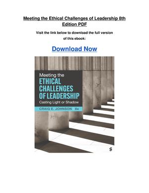 Meeting The Ethical Challenges Of Leadership 8th Edition Pdf