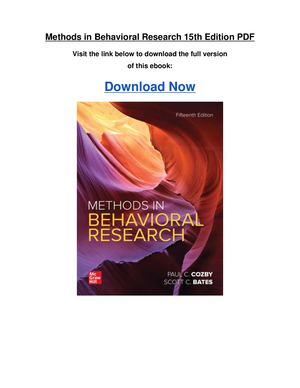 Methods In Behavioral Research 15th Edition Pdf