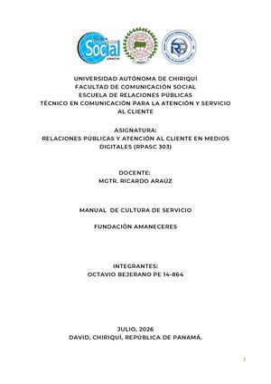 Manual De Cultura De Servicio Octavio Bejerano