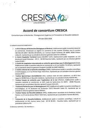 Cresica Accord De Consortium CRESICA 2026 2028 Signé