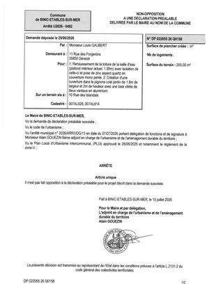 DP 26 Q 0158 - Arrêté