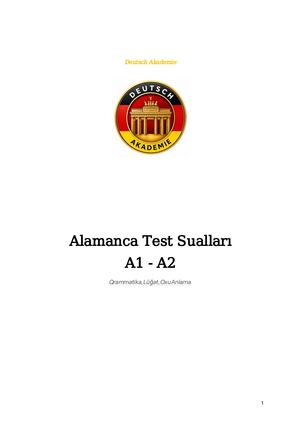 Almanca Test Sualları A1 A2 Toplu