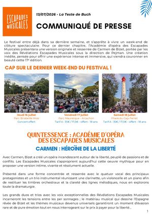 Communiqué de Presse n°4 Escapades Musicales