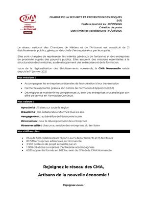 Offre Chargé De Mission Sécurité Et Prévention Des Risques Rouen 2026