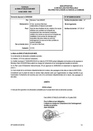 DP 26 Q 0153 - Arrêté