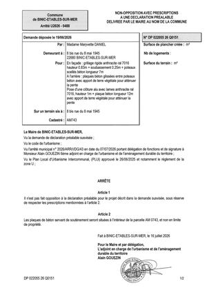 DP 26 Q 0151 - Arrêté