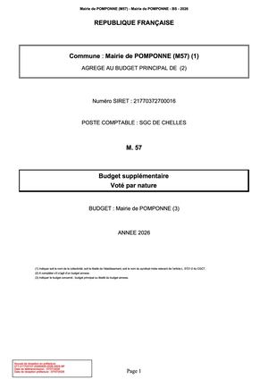 Budget supplémentaire 2026