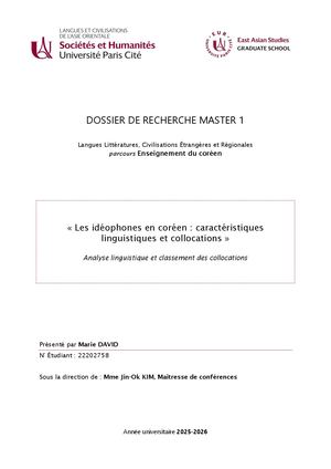 David Marie Dossier M1coréen