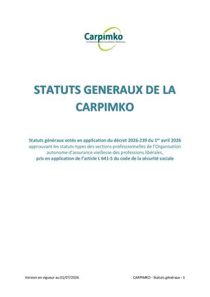 Les Statuts Généraux Juillet 2026
