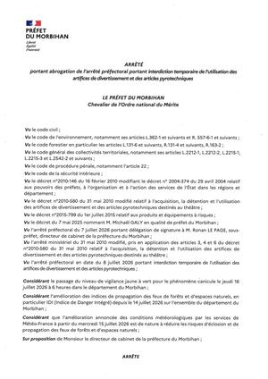 Arrêté Préfectoral Du 15 07 2026