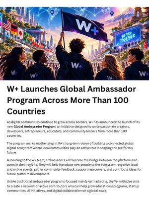 W+ Launches Global Ambassador Program Across More Than 100 Countries