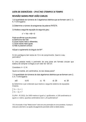 Lista De Exercícios Aula Revisao Saems
