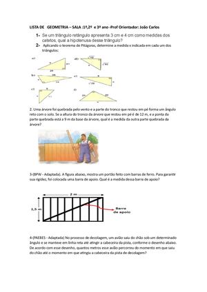 Lista De Geometria Relacao Metrica