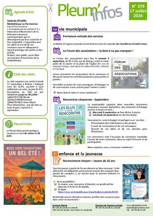 Pleum'infos 17 Juillet 2026