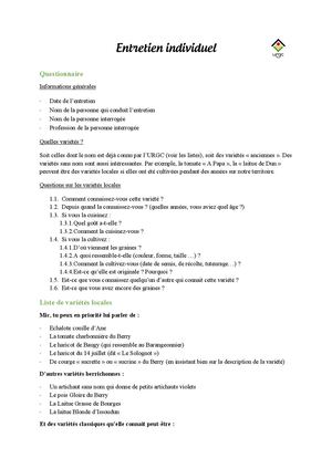Méthode d'entretien recherche de variétés locales