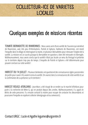 Exemples de Missions Collecteur-ice