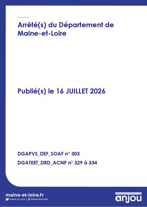 16 Juillet 2026 Arrêtés PVS 303 ACNP 329 à 334