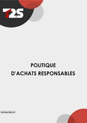 Politique Achats Responsables 2025 2027 T2s