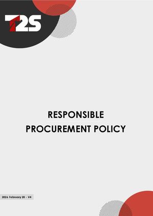 Responsible Procurement Policy 2025 2027 - T2S