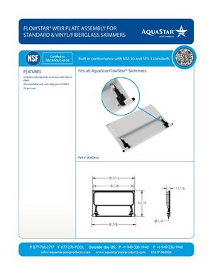 SKWDxxx Flow Star Weir Plate Assembly For Standard Vinyl Fiberglass Skimmers CS217 121024