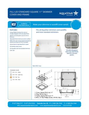 SFL11xxx Fillable Standard Square 11'' Skimmer And Autofill Lid_CS213-061424