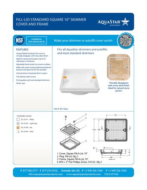 SFL10xxx Fillable Standard Square 10'' Skimmer And Autofill Lid_CS212-061424