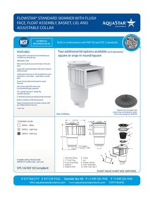 SKR2xx - Flow Star Standard Skimmer With Water Stop Face, Float Assembly, Basket, Lid And Adjustable Collar