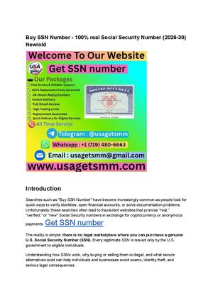 Buy Ssn Number 100% Real Social Security Number (2026 30) New Old