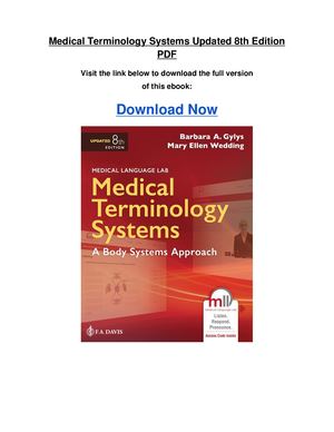 Medical Terminology Systems Updated 8th Edition Pdf