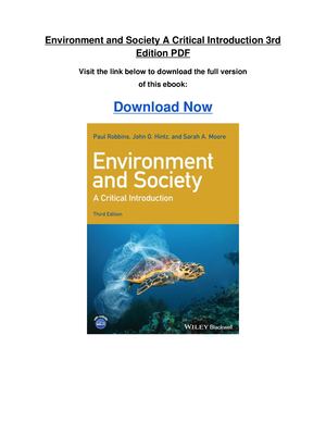 Environment And Society A Critical Introduction 3rd Edition Pdf