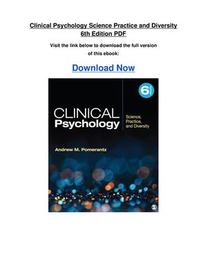Clinical Psychology Science Practice And Diversity 6th Edition Pdf