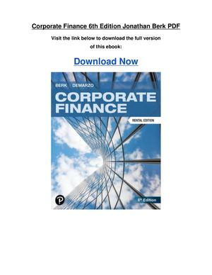 Corporate Finance 6th Edition Jonathan Berk Pdf