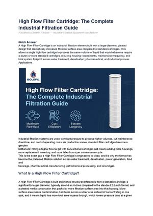 High Flow Filter Cartridge The Complete Industrial Filtration Guide