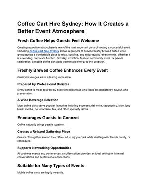 Coffee Cart Hire Sydney How It Creates A Better Event Atmosphere