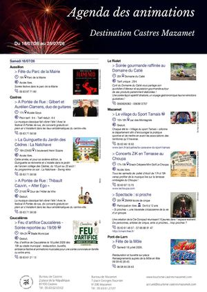 Agenda Des Animations Du 18 Au 26 Juillet 2026 Destination Castres Mazamet Compressed
