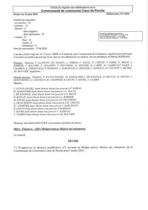 Délib 117 2026 - Finances - Décision Modificative N 2 Budget Maison Des Entreprises VISEE